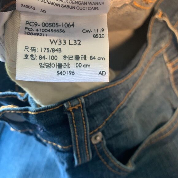 Levis Mens Blue Medium Wash Staright Leg Jeans 33x32 Casual Western Workwear - Picture 4 of 8